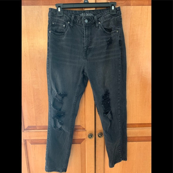Cropped Black Distressed Wild Fables jeans - Picture 2 of 4